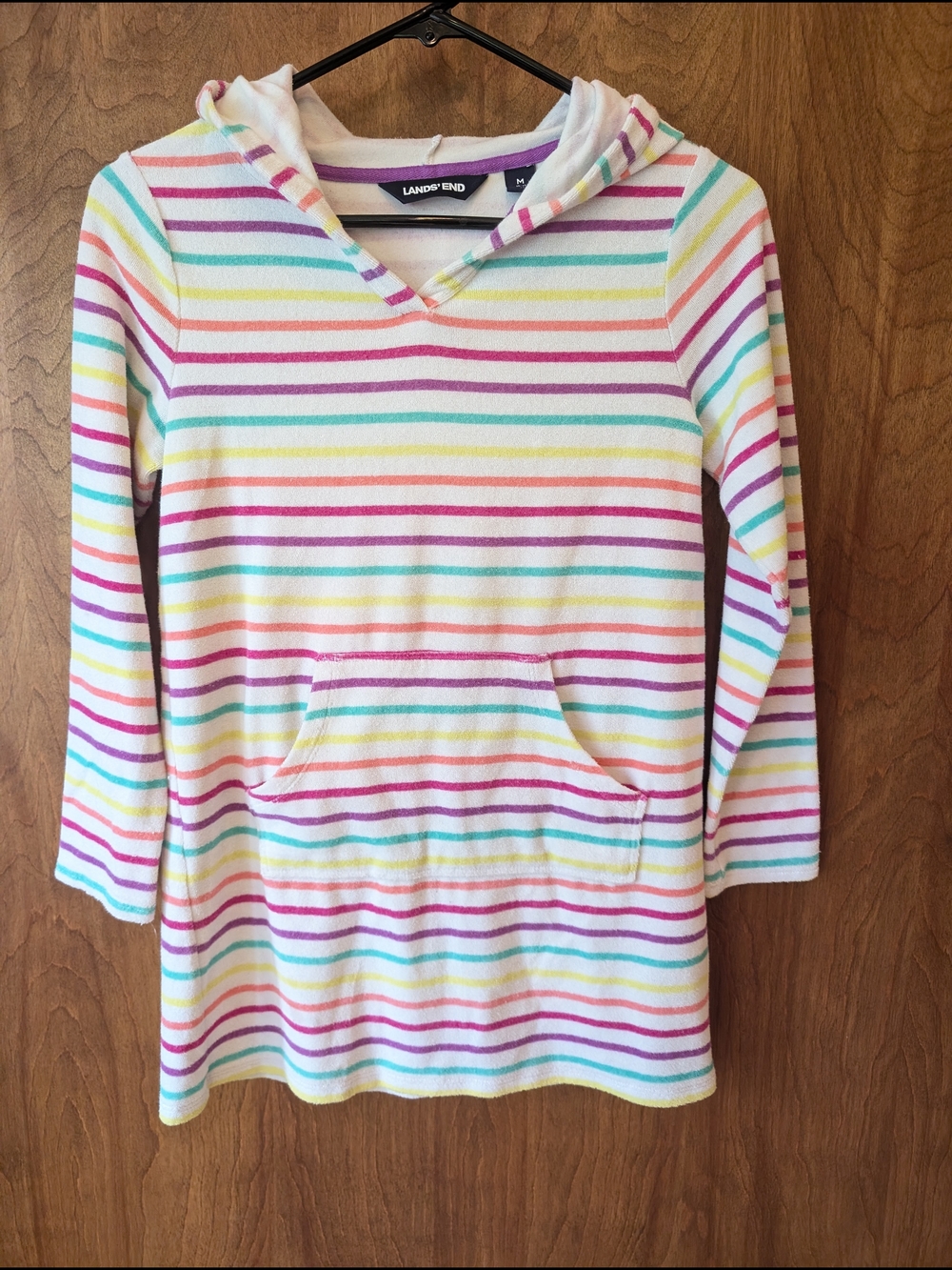 🌈 Lands' End Long Sleeve Hooded Terry Cover-up 10/12